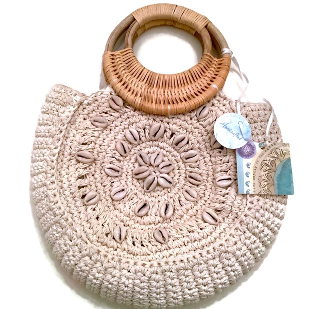 Sigrid Olsen Handcrafted Crocheted Boho Handbag With Shell Detail